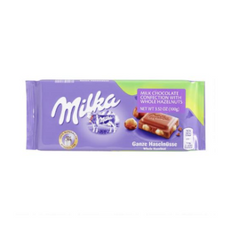 MILKA GANZNUSS WHOLE NUTS CHOCOLATE BARS  100GR