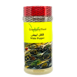 White Pepper Ground فلفل ابيض مطحون Turmeric is typically used in Asian and Middle Eastern cuisine such as curry, coconut chicken, fish, etc. This spice also provides health benefits in conditions like arthritis, heartburn, joint pain, and stomach pain.  8.5 oz Jar